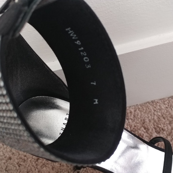 🔥StuartWeitzman Glam Leather & Satin Sandal Heels - Picture 6 of 7